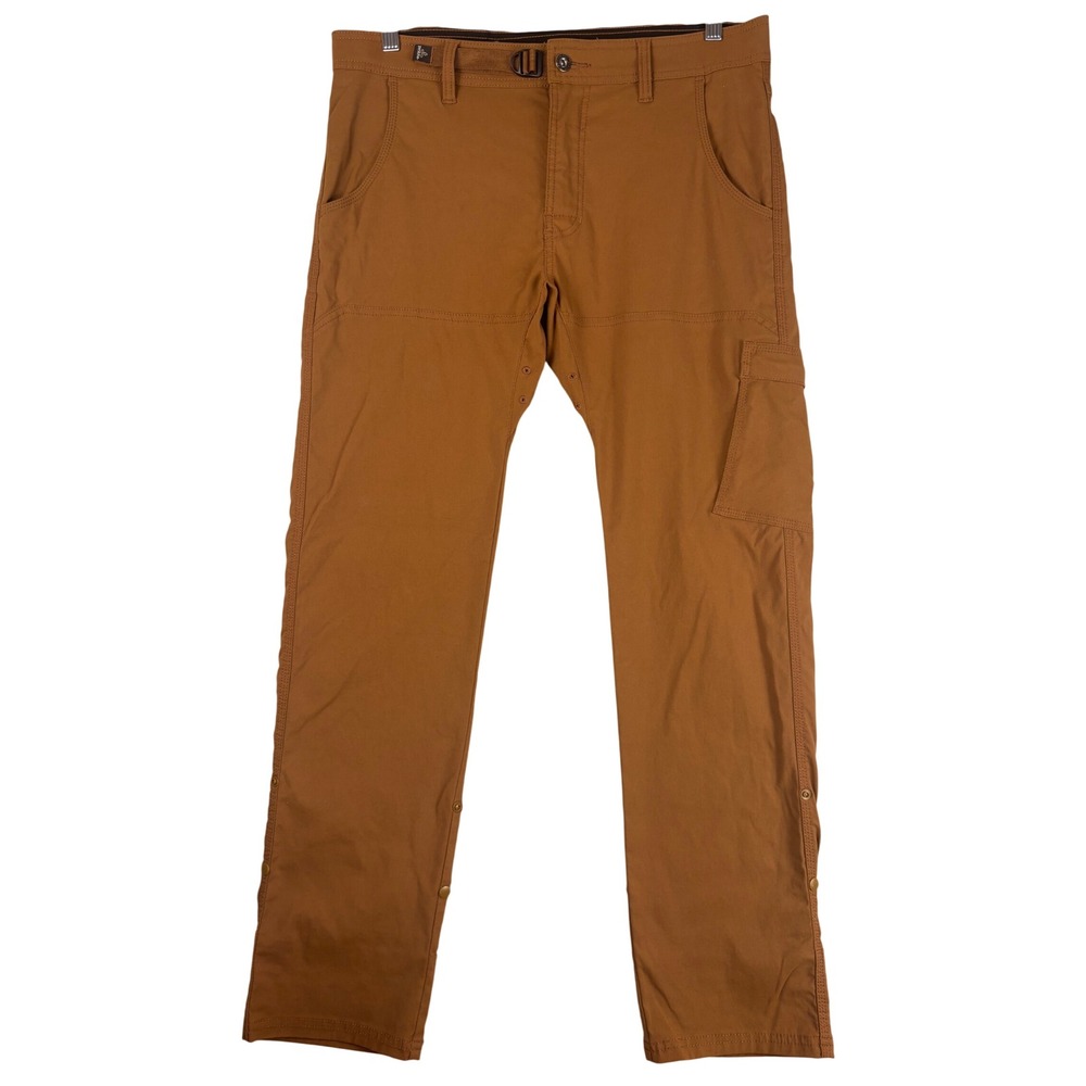 Prana Zion Straight Fit Brown Stretch Hiking Pants Mens 34x32 (Fits 36x30)